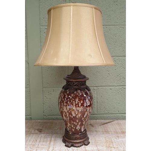 136 - Porcelain Table Lamp with Shade, Height 80cm Overall