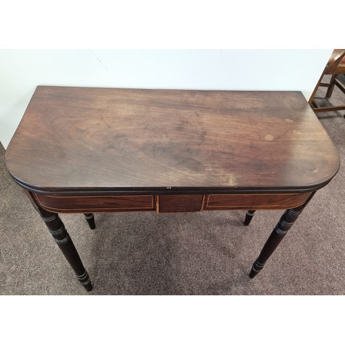 225 - Antique Mahogany Fold Over Tea Table H: 74cm x W: 92cm d: 45cm closed