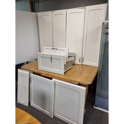 650 - 2 Larder Cupboards, 3 Drawers, 8 Doors Cream, complete with Sink and Hob