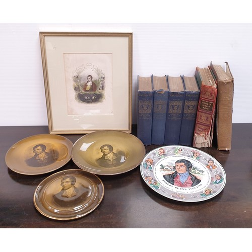 438 - Collection of Robert Burns Books, Plates and Picture H: 38cm x W: 32cm