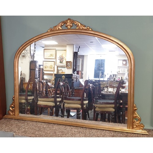 500 - Large Gilt Framed Overmantel Mirror H: 104cm x W: 145cm