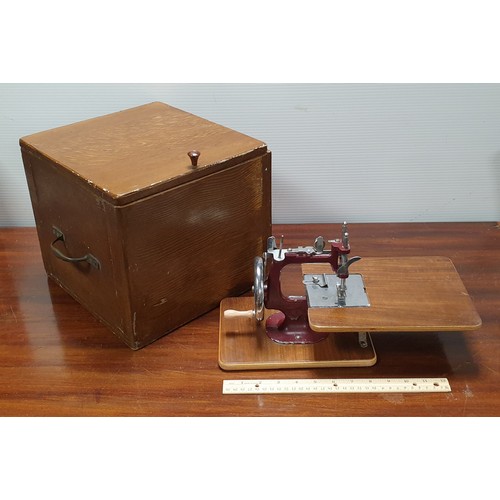 421 - Vintage Miniature Sewing Machine with Extra Sewing Panel in Case