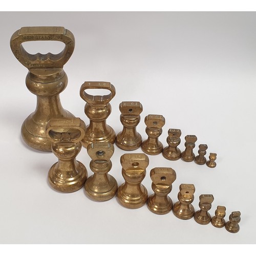 478 - Collection of 16x Brass Graduated Weights