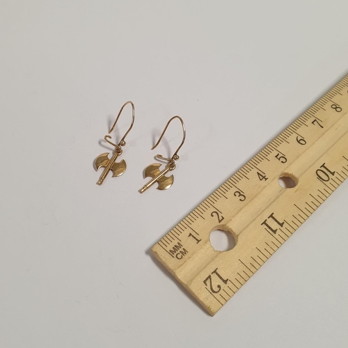 552 - Pair Gold Coloured Metal Shaped Earrings