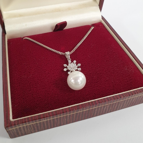 555 - Silver '925' Necklace and Pendant with Pearl