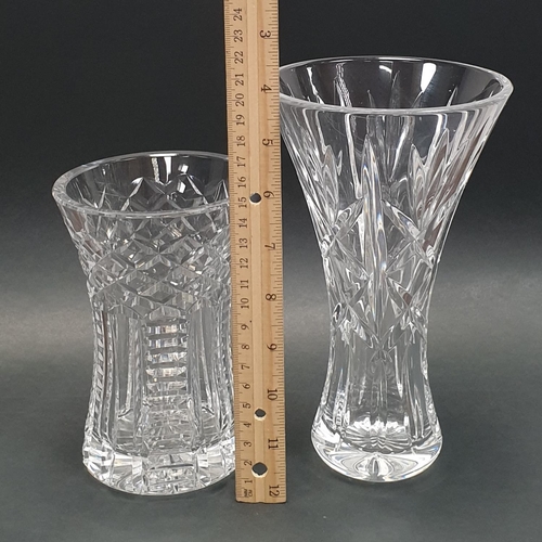 923 - Two Waterford Crystal Vases, 20x12cm and 15x11cm