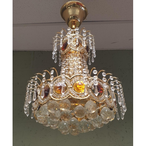 998 - Brass Coloured Chandelier, H:65 x D:40cm