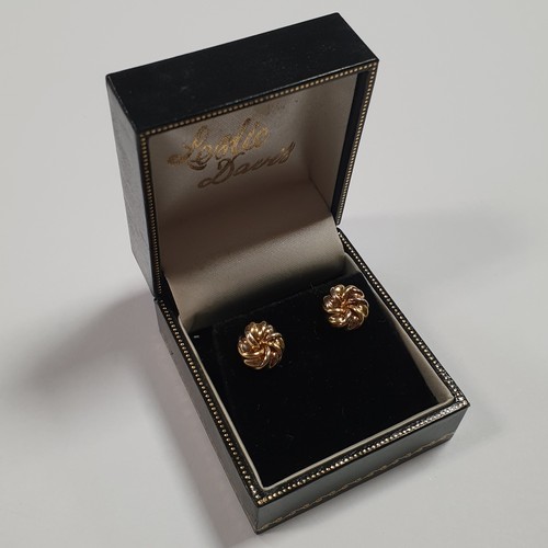 561 - Pair of 9ct Gold Knot Ear Rings, 1.1g total