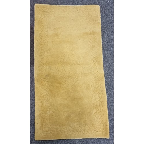 144 - Yellow Self Embossed Wood Rug L: 135cm x W: 70cm