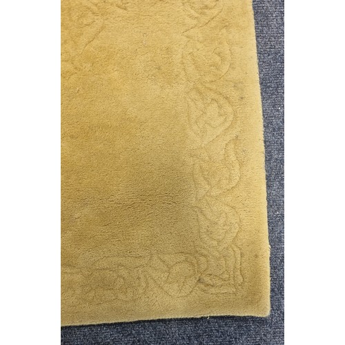 144 - Yellow Self Embossed Wood Rug L: 135cm x W: 70cm