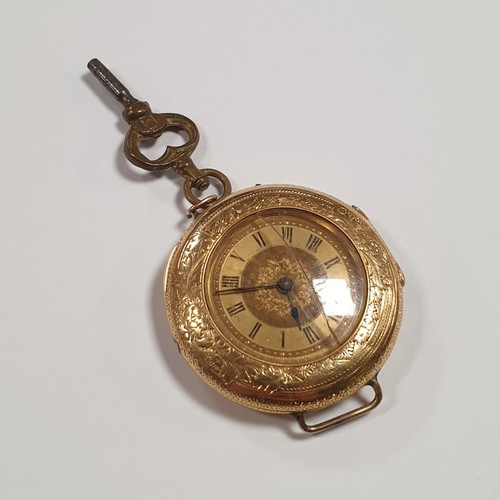 582 - Pocket Watch with Key (D F & Co 18K stamp)