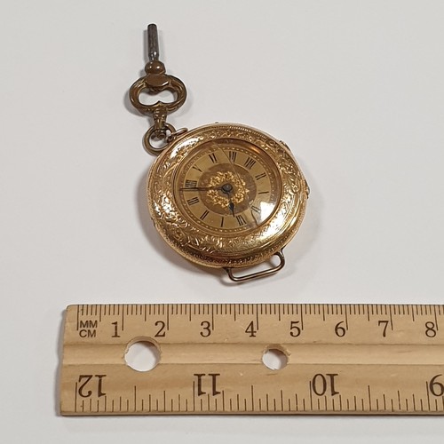 582 - Pocket Watch with Key (D F & Co 18K stamp)