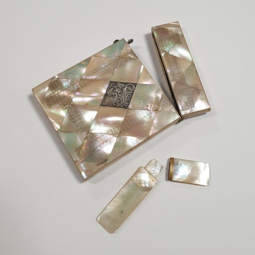 593 - Mother of Pearl Card Case (damage to back) and File Folder