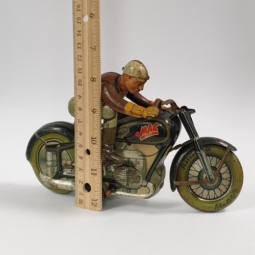 989 - Tin Motor Bike Ornament Arnold Mac 700 Made in US Zone Germany  - H: 12cm x W: 20cm