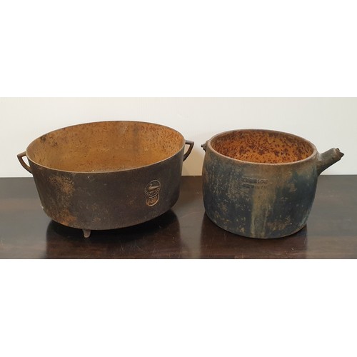 842 - Lot of 2x Cast Iron Pots (Largest H: 17cm x Diameter 33cm approx.)