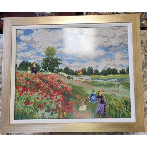 843 - Framed Monet Style Tapestry H: 57cm x W: 68cm