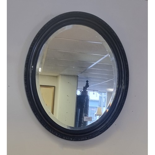 231 - Mahogany Framed Bevelled Oval Wall Mirror, H:59 x W:49cm