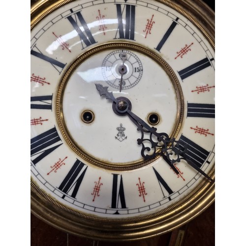 401 - Double Weighted Vienna Wall Clock  'G & B Gustav Becker' H: 128cm x  W: 49cm x D: 20cm