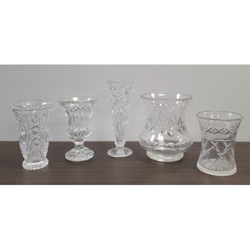 60 - Lot of 5x Cut Glass Vases