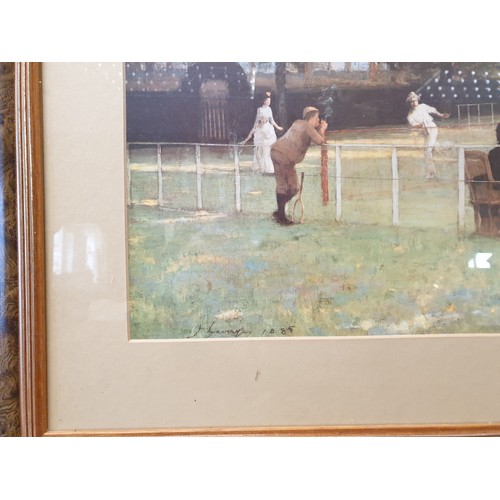 1007 - Framed Print The Tennis Party after John Lavery - H: 46cm x W: 83cm