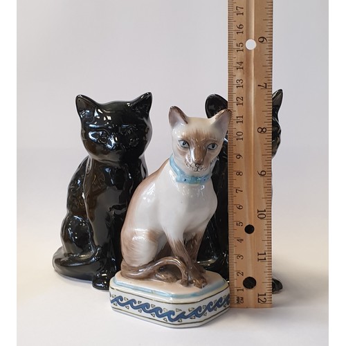 36 - Pair of Black Sylvac Cat ornaments and One Other, height 12cm