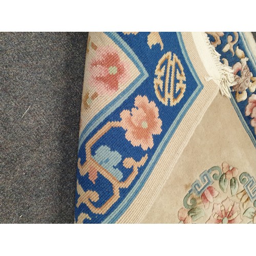 909 - Wool Rug (Blue and Cream)  L: 160cm x W: 80cm