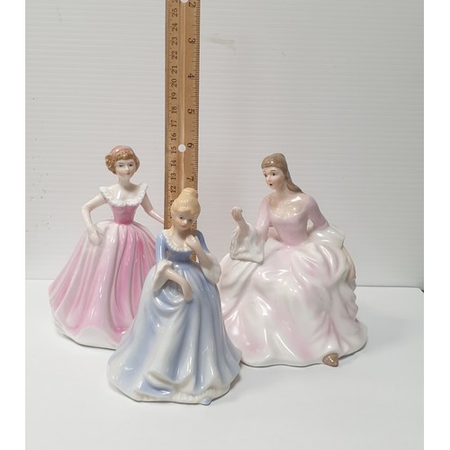 941 - Lot of 3x Fine Bone China Figures, tallest 15cm high