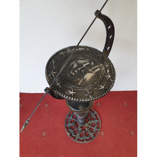 1020 - Black Sun Dial on Stand H: 92cm