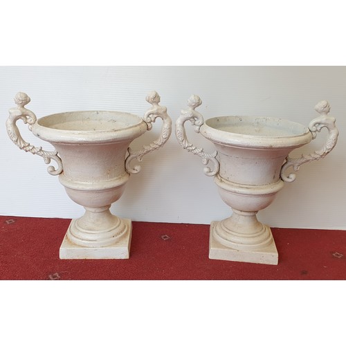 1049 - Pair of Cast Iron Jardinière Planters with Handles H: 39cm x W: 39cm including Handles