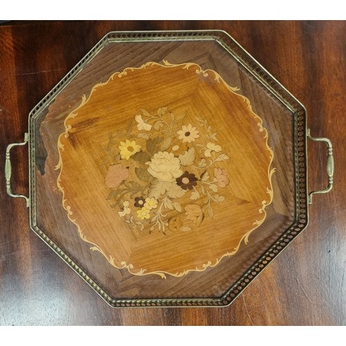 103 - Italian Tray with Brass Gallery - 40cm x 40cm plus handle