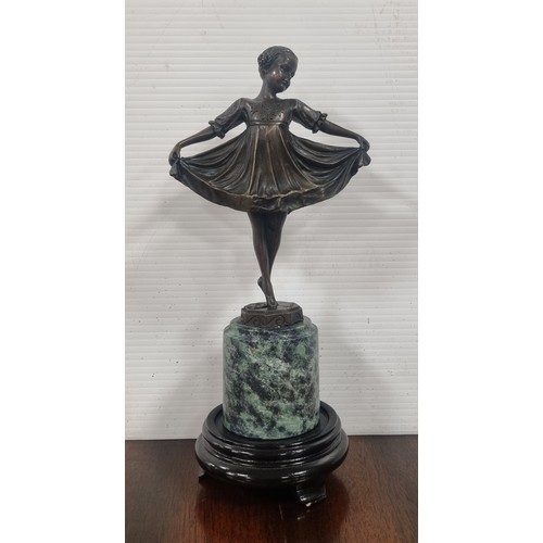 110 - Bronze Statue on Marble Base and stand - overall height 31.5cm