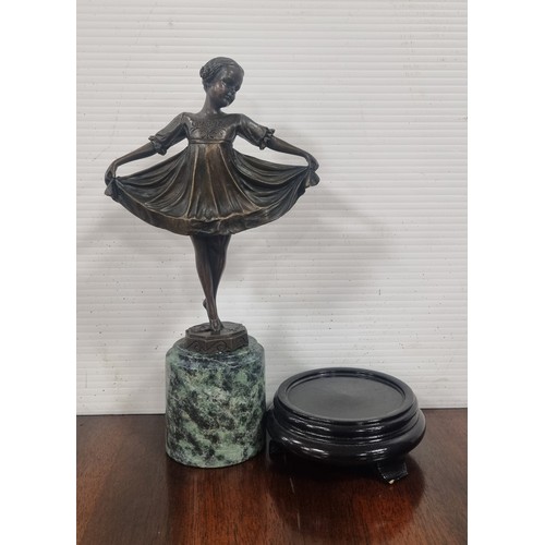 110 - Bronze Statue on Marble Base and stand - overall height 31.5cm