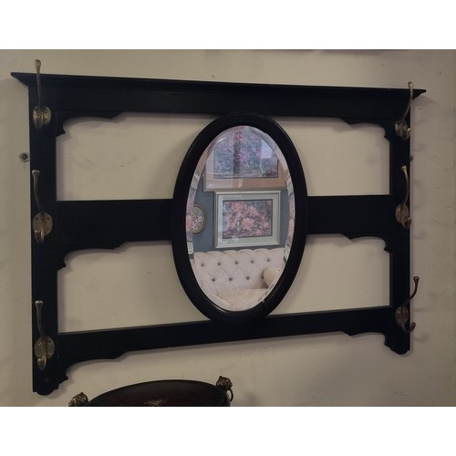78 - Coat rack with oval mirror, H:70 x W:95cm