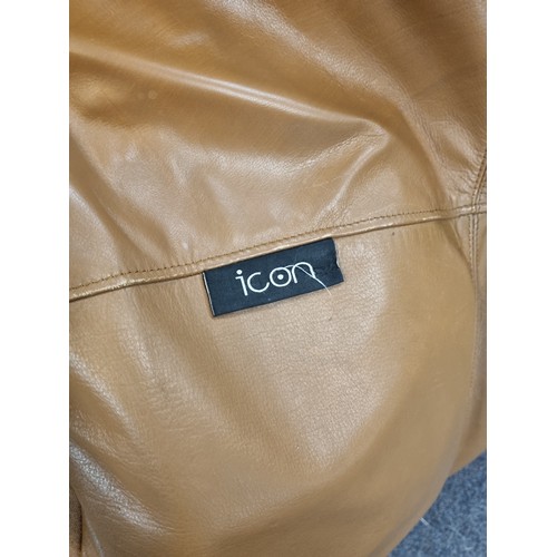 735 - Large ICON  Leather Cover Bean Bag with Cotton Base, D:95cm approx.