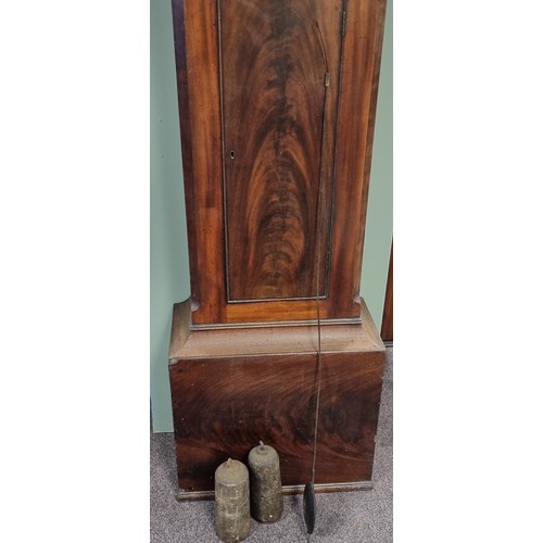 529 - Mahogany Cased Grandfather Clock with weights and pendulum H: 220cm x W: 57cm x D: 29cm