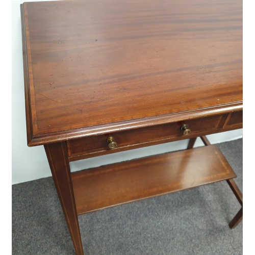 52 - Mahogany Inlaid Occasional Table with Two Drawers, H:75 x W:66 x D:46cm