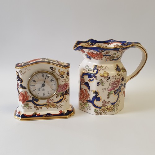 25 - Mason Ironstone Mandalay Jug (H: 16cm) and Clock