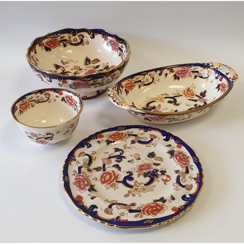 49 - Lot of 4x Pieces of Mason Ironstone Mandalay including Footed Bowl (H: 9cm x Diameter: 20cm)