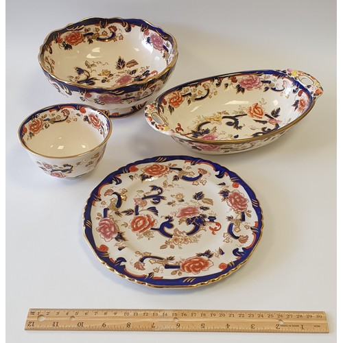 49 - Lot of 4x Pieces of Mason Ironstone Mandalay including Footed Bowl (H: 9cm x Diameter: 20cm)