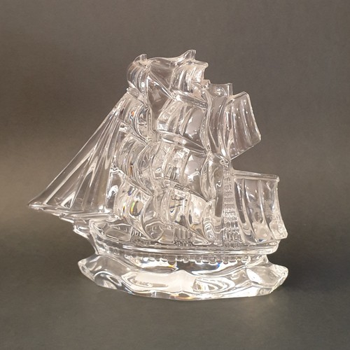 30 - Waterford Crystal Tall Ship Ornament, H: 14cm x W: 16cm
