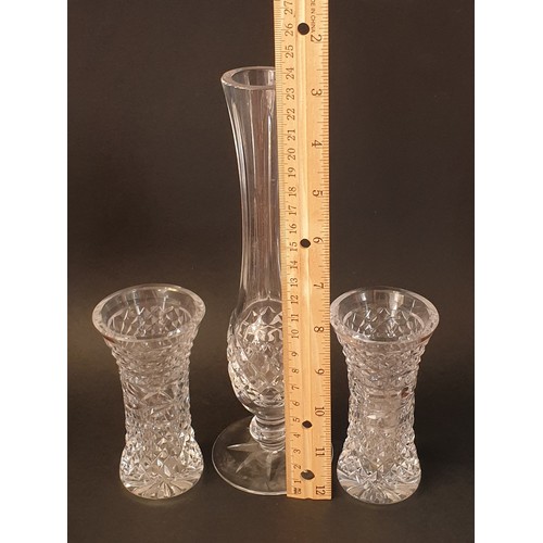 46 - Lot of 3x Waterford Crystal Vases, Tallest 24cm