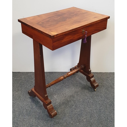 53 - Mahogany Lift-Top Curio Table, H:74 x W:56 x D:39cm