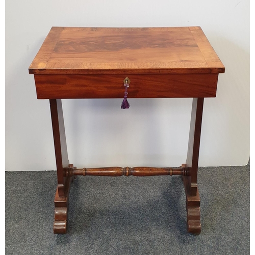 53 - Mahogany Lift-Top Curio Table, H:74 x W:56 x D:39cm