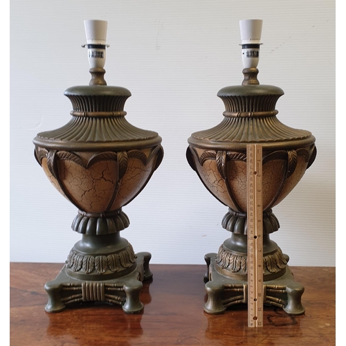 56 - Pair of Table Lamp Bases, H: 53cm (with shades - need repair)