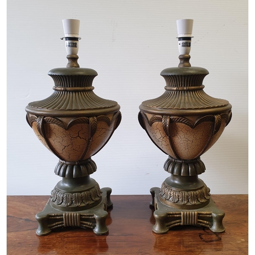 56 - Pair of Table Lamp Bases, H: 53cm (with shades - need repair)