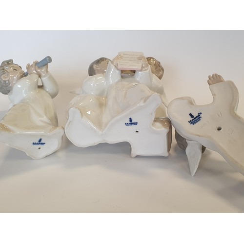 45 - Lot of 3x Lladro Angel Ornaments, tallest: 18cm