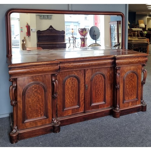 55 - Large Victorian Mahogany Mirror Back Sideboard Overall Height: 175cm, Sideboard Height: 101cm x W: 2... 