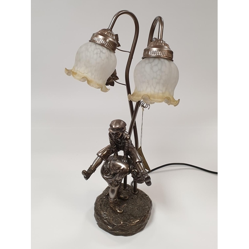 21 - Figurative Table Lamp with Glass Shades, Height 53cm