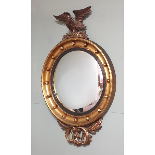 1 - Gilt Framed Federal Style Convex Mirror, H:84 x W:54cm