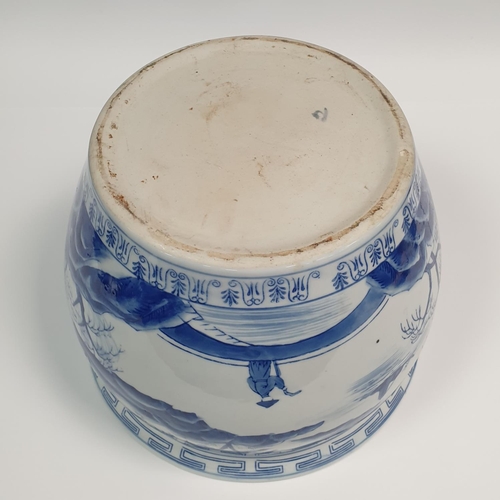 44 - Oriental Blue and White Porcelain Jardiniere, Height 23 x Diameter 31cm